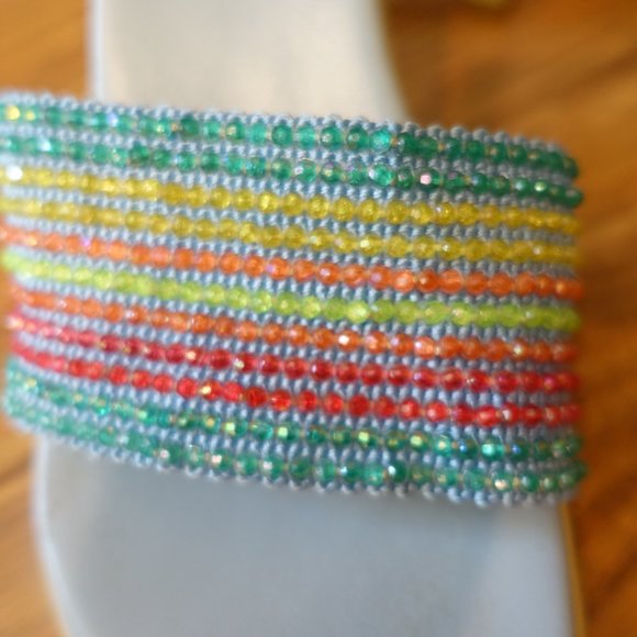 Mudd Shenna Rainbow Bead Slide Heeled Sandals - Picture 2 of 6